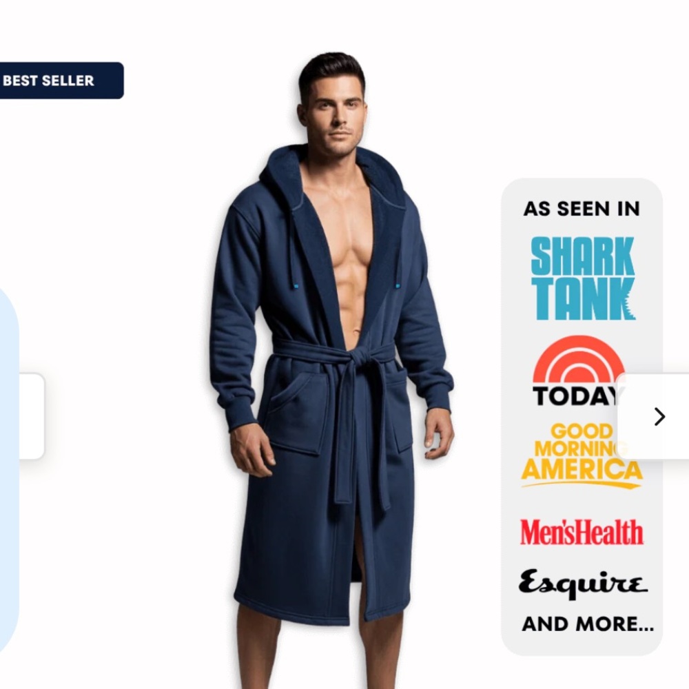 Dude Robe - Men's Navy Blue Hooded Robe